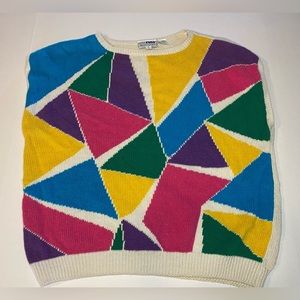 Vintage Rrrrruss Russ togs Pullover Sweater Vest Size L 80’s Colorful Geometric